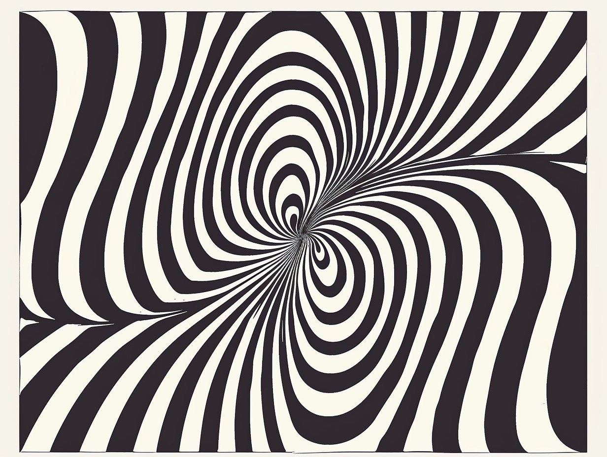 Exemple visuel de l'illusion de Hering avec des lignes droites apparaissant courbes à cause de lignes radiales autour d'elles