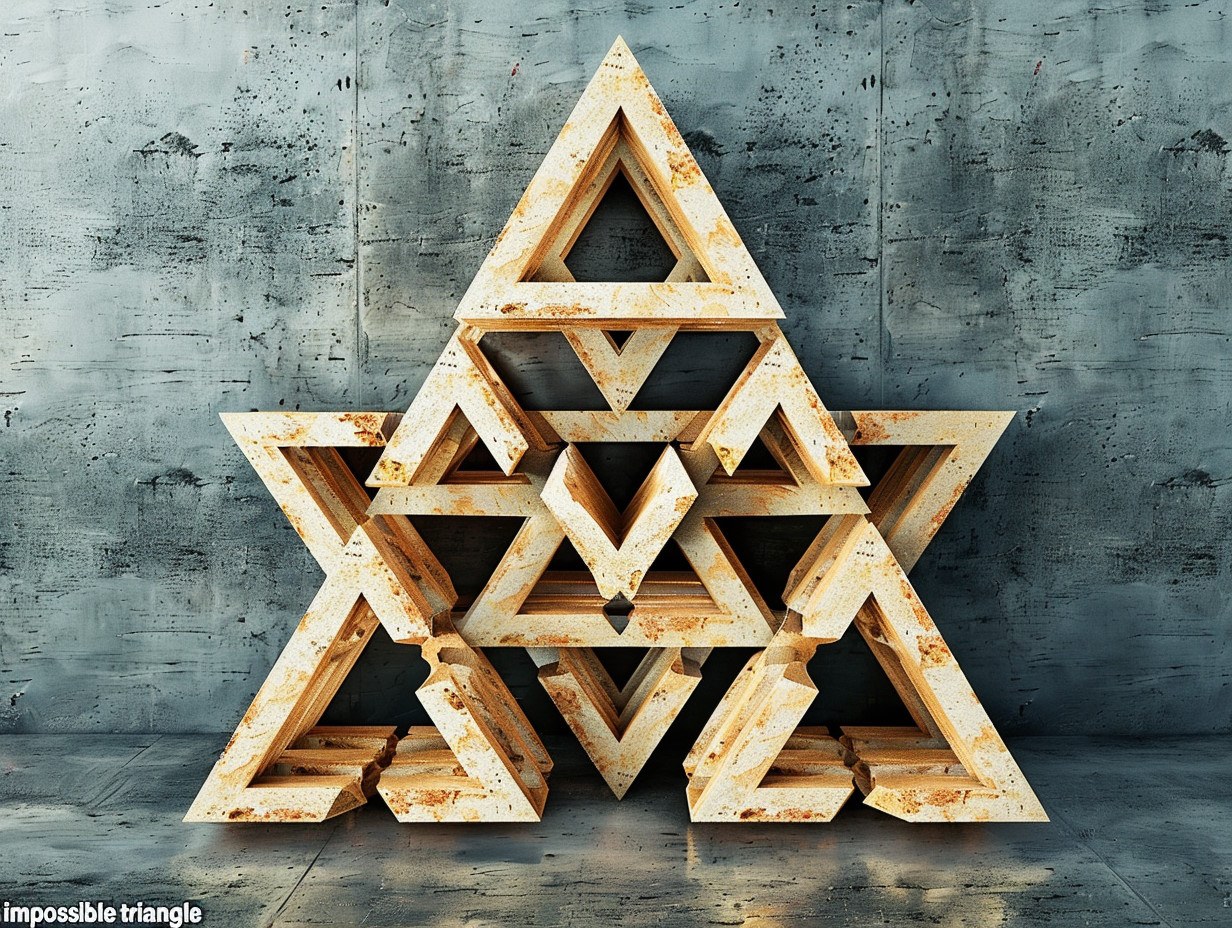 Image représentant la triangulation de Penrose, un triangle impossible créant une illusion paradoxale